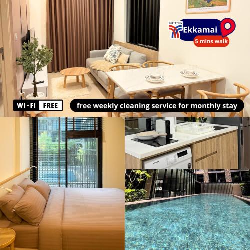 Modern pool view BTS Ekkamai-1BR